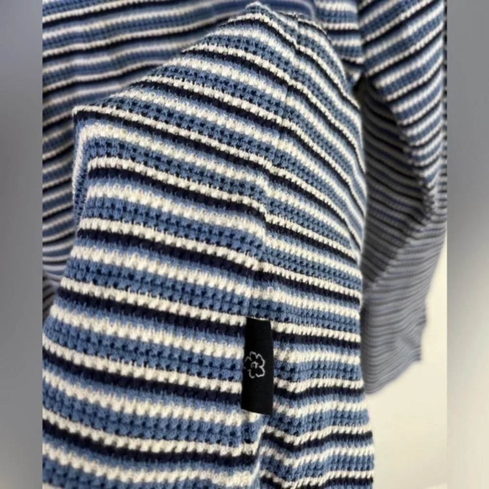 Ted Baker Cotton Blend Textured Stripe Relaxed Fit Quarter Zip Polo Shirt, NWT‎